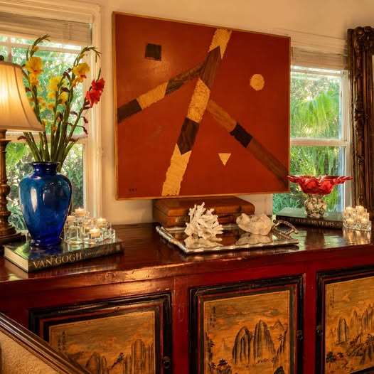 Large Vintage Wood Abstract, gallery view