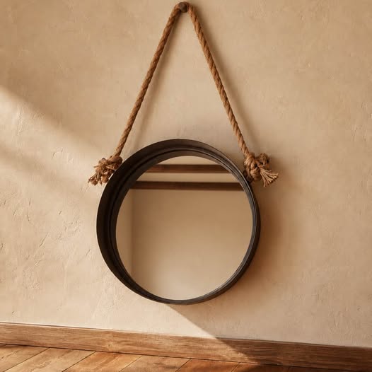 Round Metal Rope Mirror, gallery view