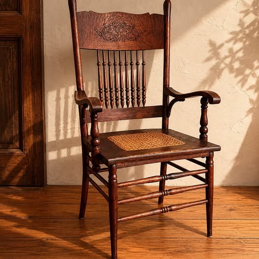 Antique Pressback Oak Armchair, gallery view