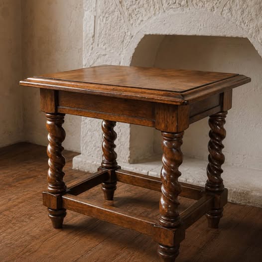 Barley Twist Wood Side Table, gallery view
