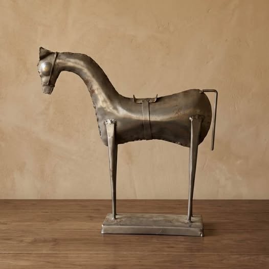 Vintage Metal Horse Sculpture, gallery view