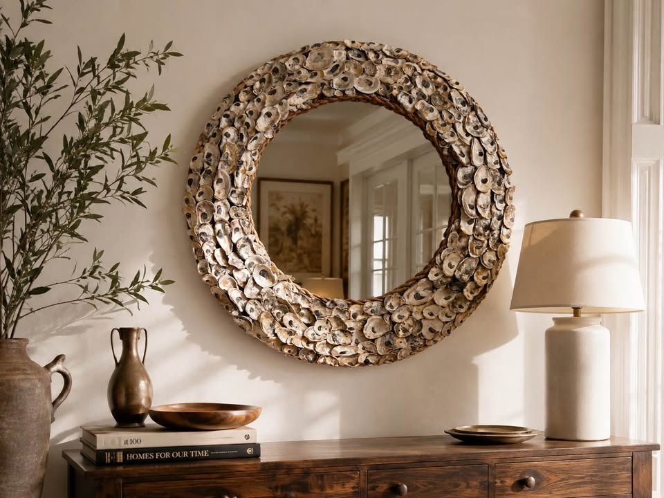 Large Oyster Shell Mirror, gallery view