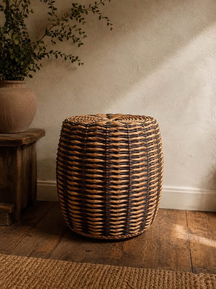 Woven Drum Side Table, gallery view