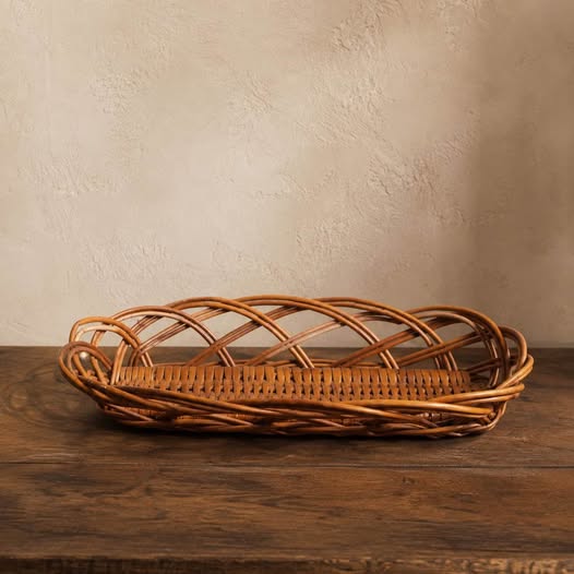Vintage Rattan Serving Tray, gallery view