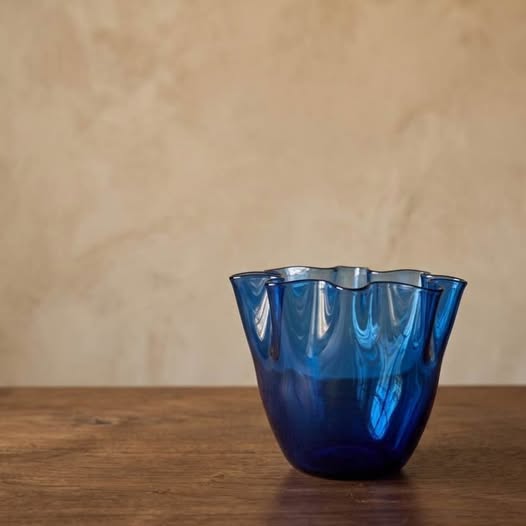 Cobalt Blue Hand Blown Art Glass Bowl, gallery view