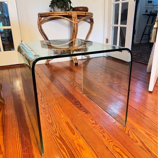 Bent Glass Waterfall Console Table, gallery view